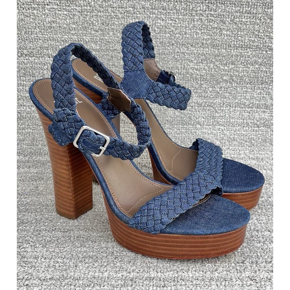 PAIGE Denim Ankle Strap Platform Blue Sandals Women's Size 9 US